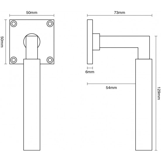 Croft 7080 Gropius Door Handle on Square Rose