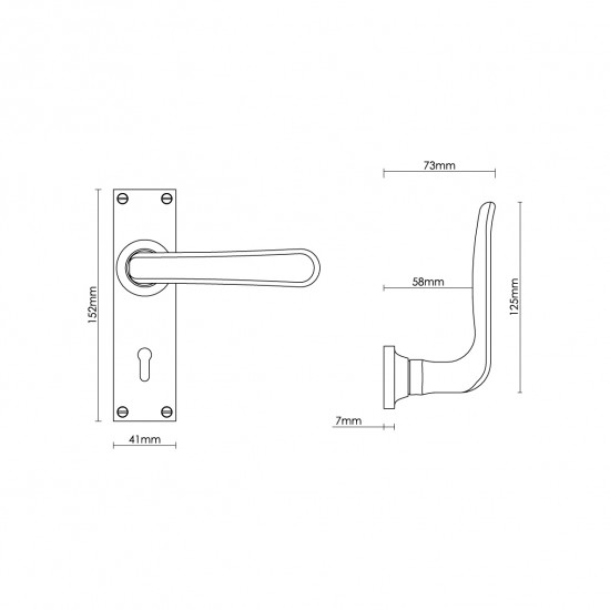 Croft 7212 Garde Door Handle on Square Backplate 