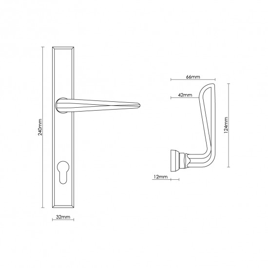 Croft 7261E Celeste Door Handle on Square Backplate 