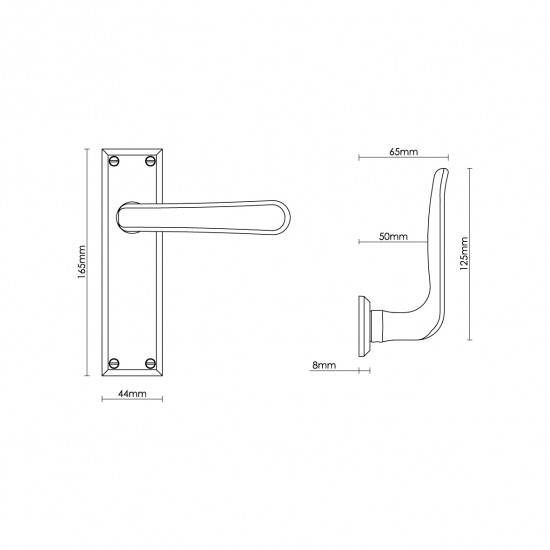 Croft 7310L Garde Door Handle on Square Backplate 