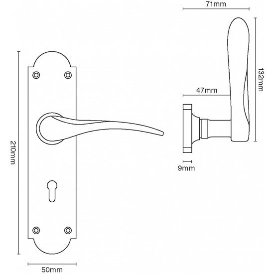 Croft 2050 Oxford Door handles on Arched Backplate 