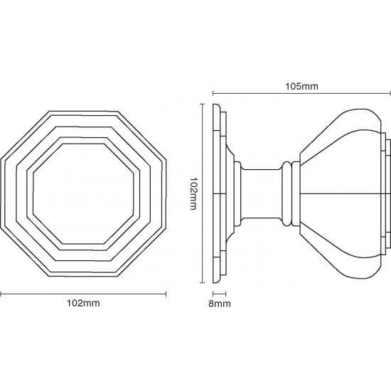 Croft 4185 Flat Octagonal Front Door Knob