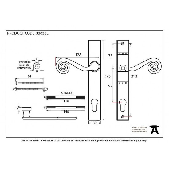 From the Anvil Monkey Tail Slimline Sprung Lever Espag. Lock Set