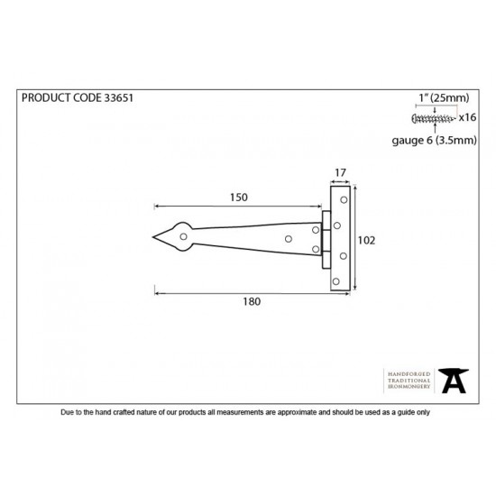 From the Anvil 6" Arrow Head T Hinge (Pair)