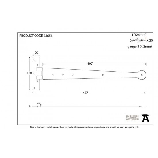 From the Anvil 18" Penny End T Hinge (Pair)