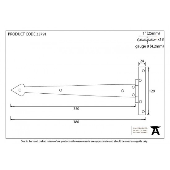 From the Anvil 15" Arrow Head T Hinge (Pair)