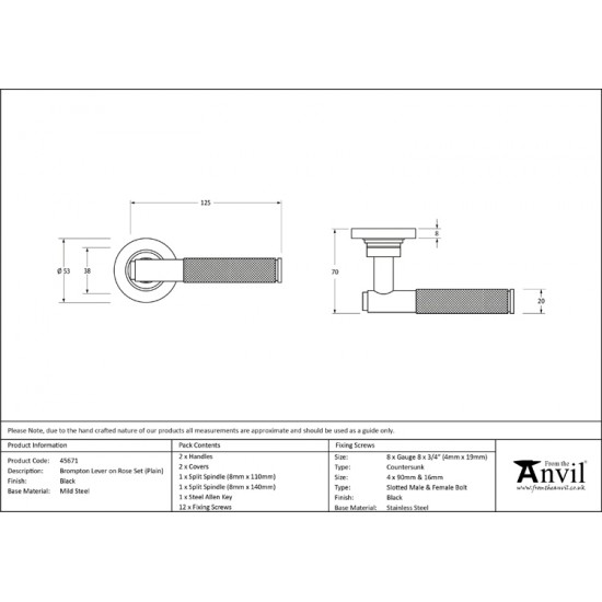 From the Anvil Black Brompton Lever on Rose (Sprung)