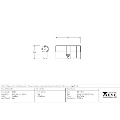 From the Anvil 5pin Euro Cylinder in Aged Brass - Keyed Alike