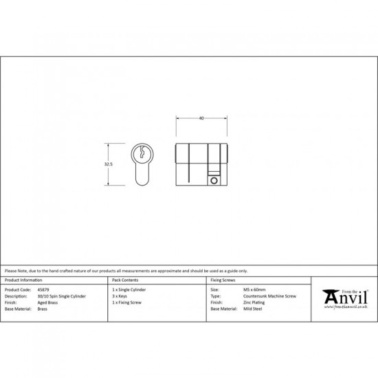 From the Anvil 5pin Single Cylinder in Satin Chrome