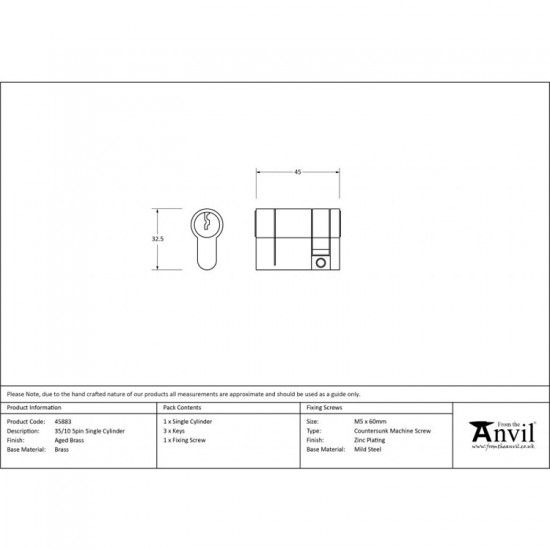 From the Anvil 5pin Single Cylinder in Satin Chrome