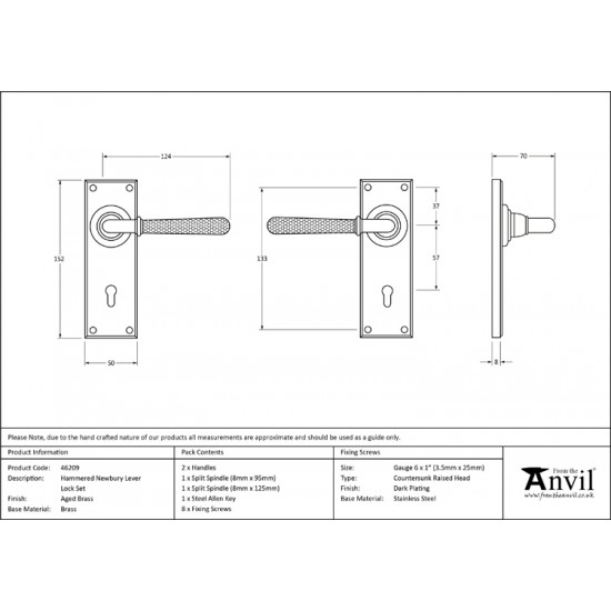 From the Anvil Hammered Newbury Lever Lock Set