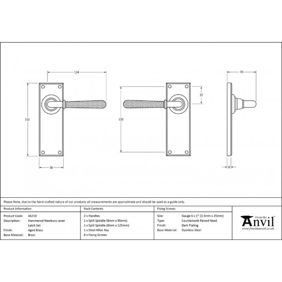 From the Anvil Hammered Newbury Lever Latch Set