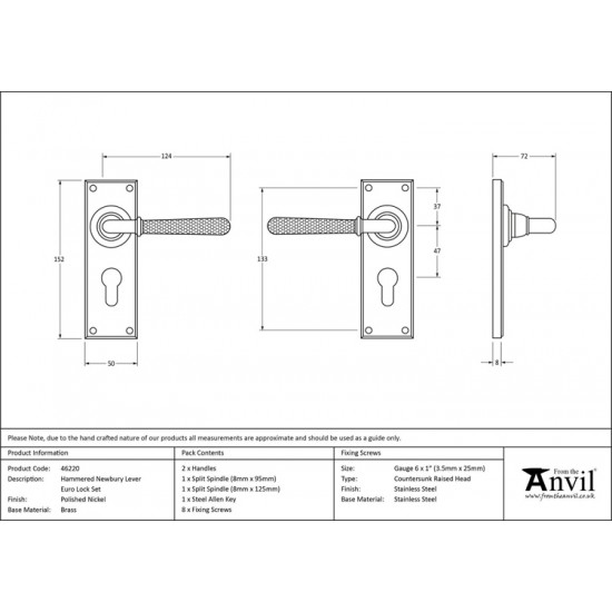 From the Anvil Hammered Newbury Lever Euro Lock Set