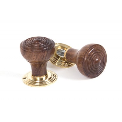 From the Anvil 83562 Wooden Ringed Mortice/Rim Knob Set in Rosewood & Polished Brass