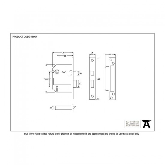 From the Anvil 3" 5 Lever BS Sash Lock - Keyed Alike