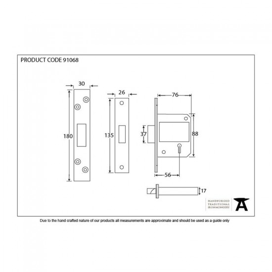 From the Anvil 3" BS 5 Lever Deadlock - Keyed Alike