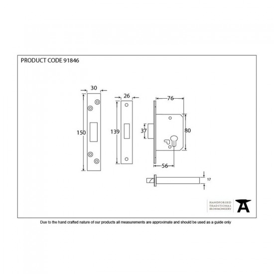 From the Anvil 3" Euro Profile Dead Lock