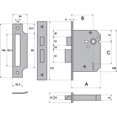 3 Lever Mortice Sashlock - G3000