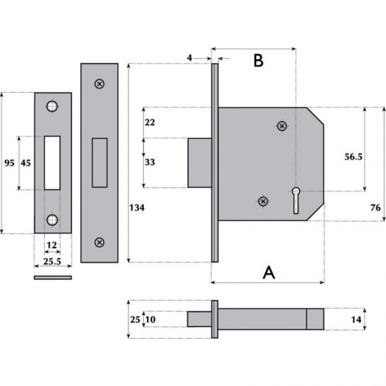 3 Lever Mortice Deadlock - G3004