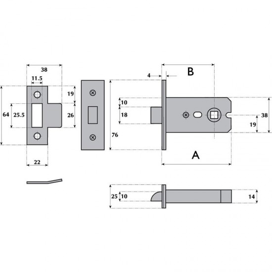 Mortice Latch Light Duty - G4040