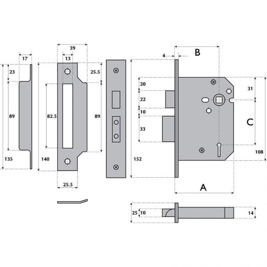 5 Lever Mortice Sashlock - G5000