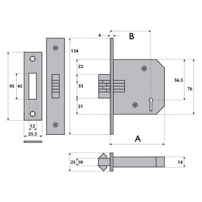 5 Lever Mortice Sliding Door Deadlock - G5006