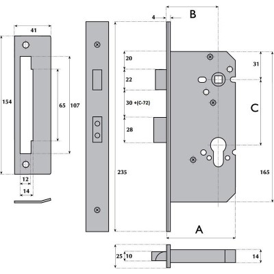 Euro Profile Cylinder Mortice Sashlock - G72-7000