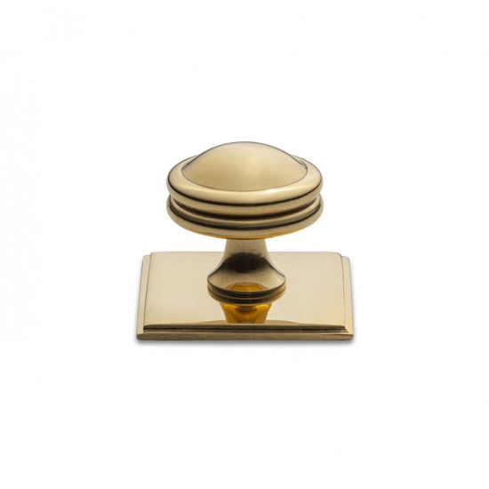 Fluted Art Deco Cabinet Knob on Stepped Plate