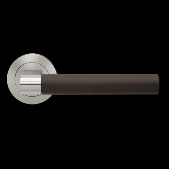 Karcher Design Madeira ER45L Door Lever Handle on a Round Rose - Leather Handle