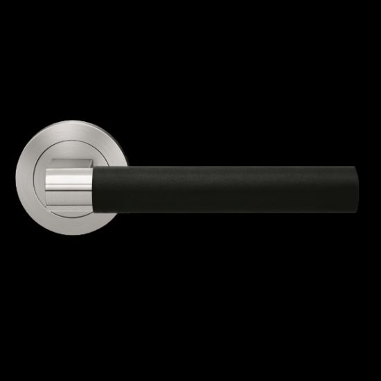 Karcher Design Madeira ER45L Door Lever Handle on a Round Rose - Leather Handle