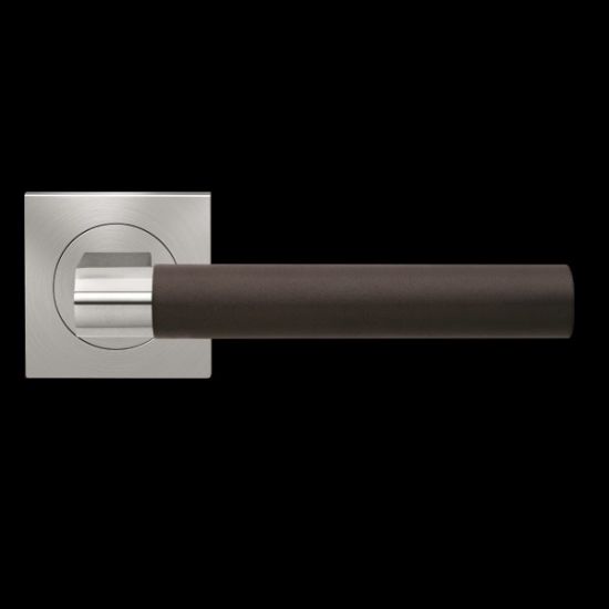 Karcher Design Madeira ER45QL Door Lever Handle on a Square Rose - Leather Handle