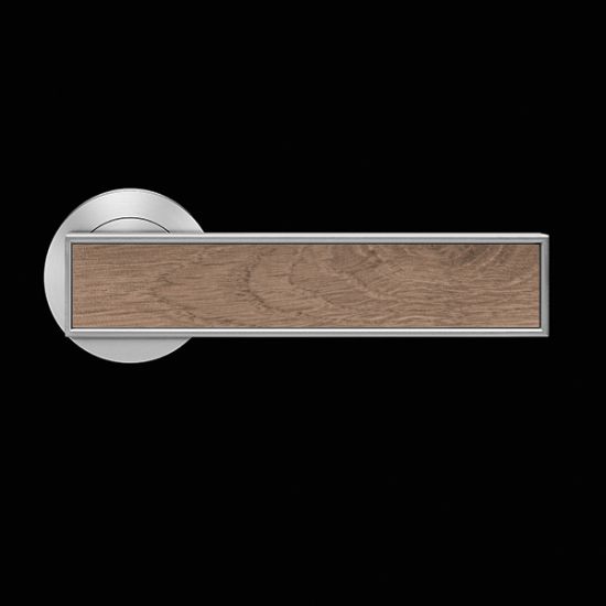 Karcher Design Torino R53 Door Handle on a Round Rose - Satin Nickel