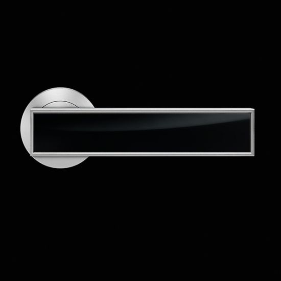 Karcher Design Torino R53 Door Handle on a Round Rose - Satin Nickel