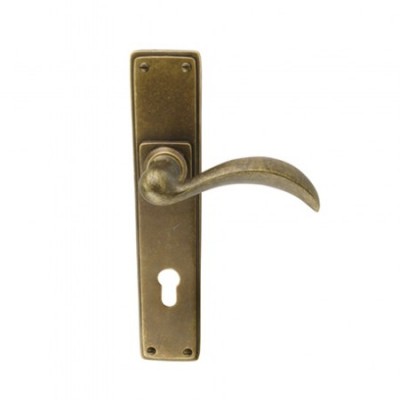 Bronze Door Lever Handles on a Back Plate