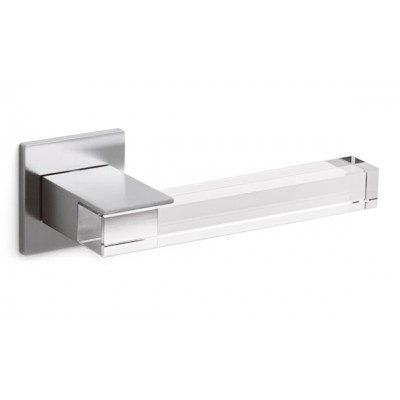 Olivari Ice Cube Glass Door Handle on a Square Rose