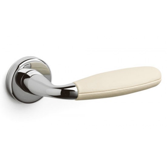 Olivari Club Leather Door Handle on a Round Rose 