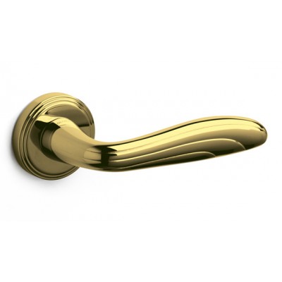 Olivari Icaro Door Handle on a Round Rose in Super Gold Bright