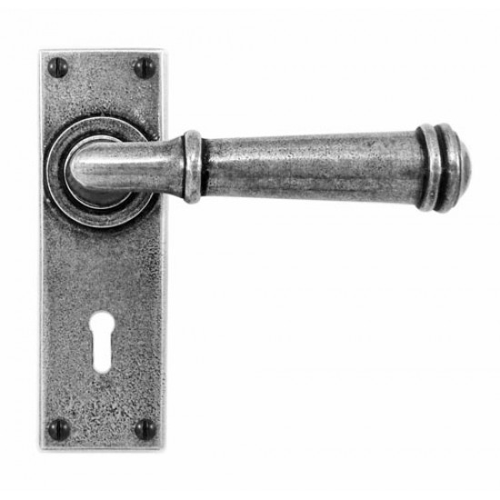 Finesse Design Durham Range Door Handle on a Back Plate Lock Set in Pewter