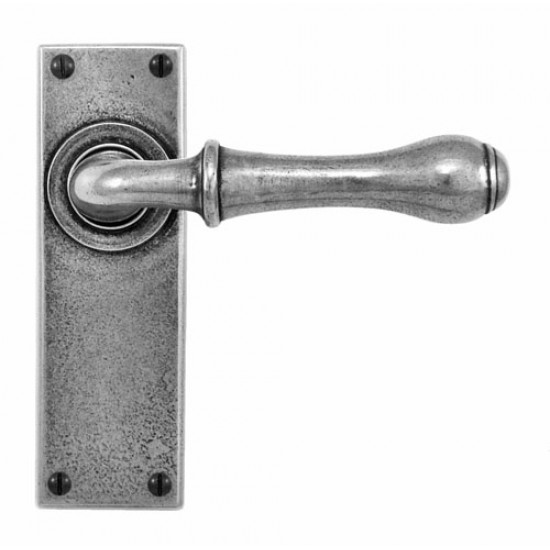 Finesse Design Derwent Range Latch Door Handle on a Back Plate in Pewter