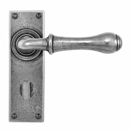 Finesse Design Derwent Range Bathroom Door Handle on a Back Plate in Pewter