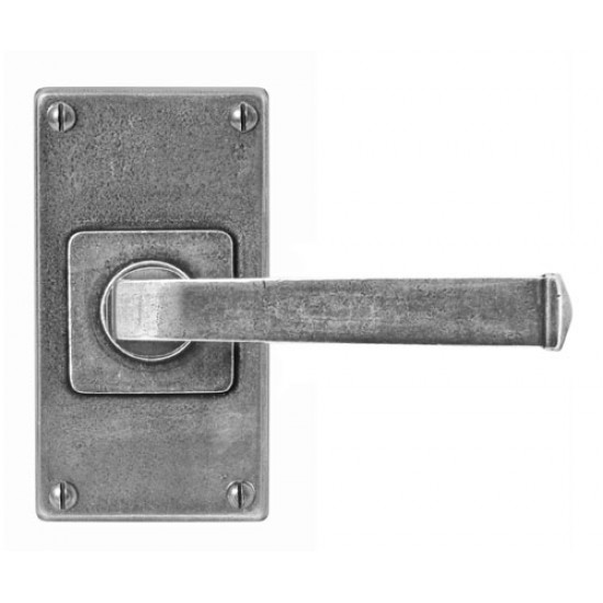 Finesse Design Allendale Range Latch Door Handle on a Short Backplate in Pewter