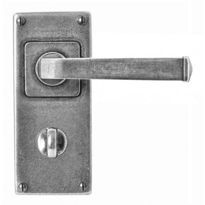 Finesse Design Allendale Range Door Handle on a Jesmond Backplate Bathroom Set in Pewter