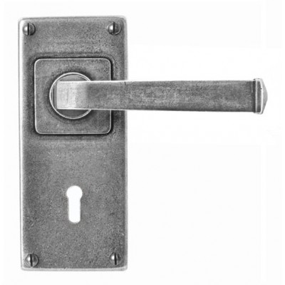 Finesse Design Allendale Range Door Handle on a Jesmond Backplate Lock Set in Pewter