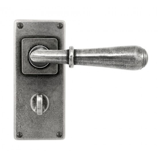 Finesse Design Fenwick Range Jesmond Bathroom Door Handle on a Back Plate in Pewter