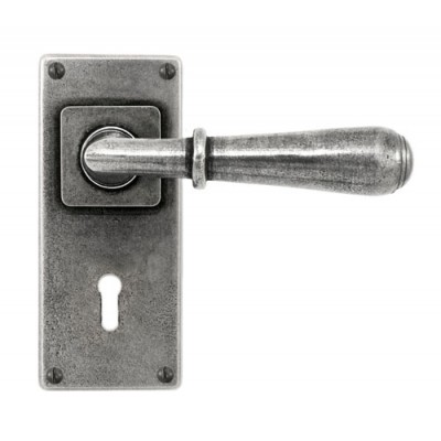 Finesse Design Fenwick Range Jesmond Lock Door Handle on a Back Plate in Pewter