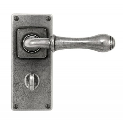 Finesse Design Derwent Jesmond Range Bathroom Door Handle on a Back Plate in Pewter