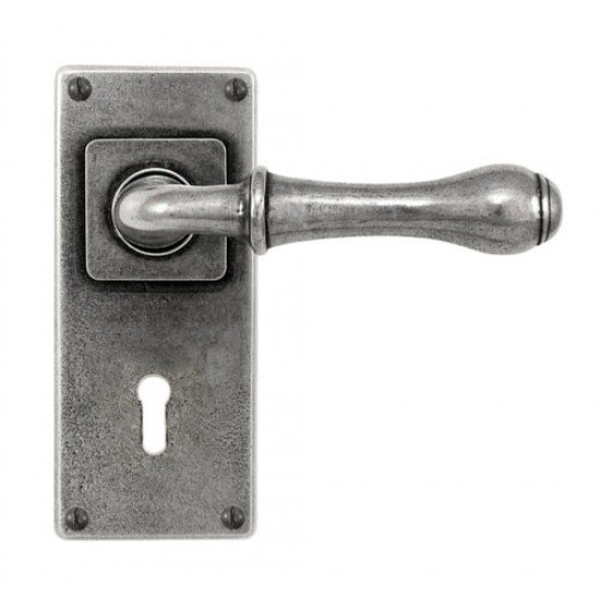 Finesse Design Derwent Jesmond Range Lock Door Handle on a Back Plate in Pewter