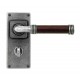 Finesse Design Jarrow Range Door Handle on a Bathroom Back Plate in Pewter