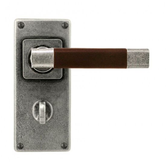 Finesse Design Jedburgh Range Bathroom Door Handle on a Back Plate in Pewter