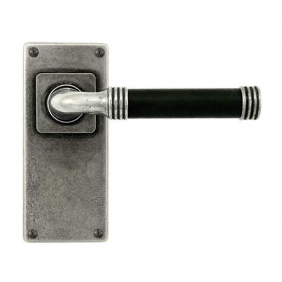 Finesse Design Jarrow Range Door Handle on a Latch Back Plate in Pewter